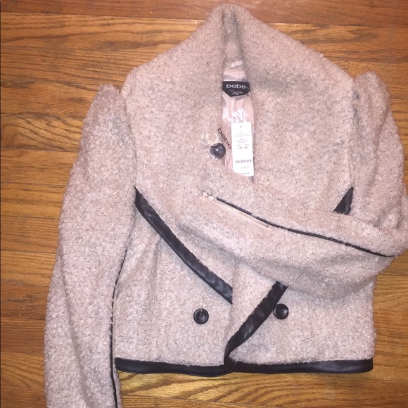 Bebe Jacket!! Oatmeal color w/ black trim - Picture 5 of 7